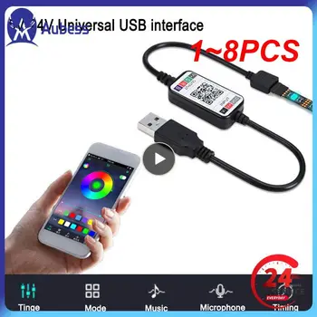  1 ~ 8PCS мини безжичен 5-24V смарт телефон контрол RGB LED лента светлина контролер USB кабел 4.0 LED контролер за хотели