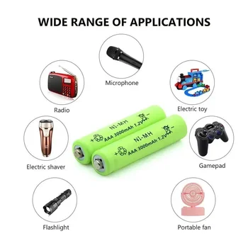 100% Нова 1.2v NIMH AAA батерия 3000mah акумулаторна батерия ni-mh батерии AAA акумулаторна батерия за играчка за дистанционно управление 1