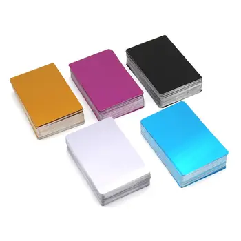 100Pcs празен гравиран DIY персонализиран метал гладък бизнес визитни картички алуминиева сплав визитка дисплей