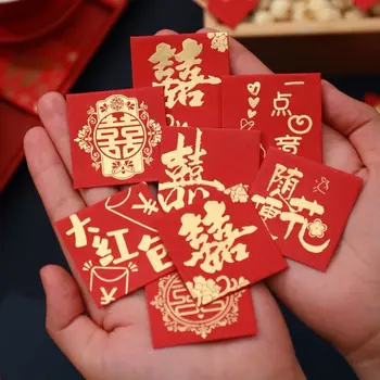 10Pcs Нова година пакет мини монета пари джобове китайски дракон модел малък размер червен плик най-добри пожелания късмет пари чанта 0