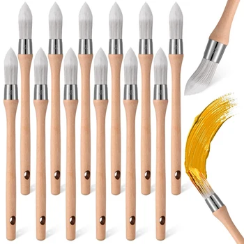 12Pcs Trim Painting Tool Edge Clean Painting Tool Corner Paint Brush Round Small Paint Brushes Thin Trim Brush
