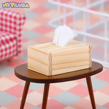 1PC Dollhouse Mini Tissue Box Doll House Всекидневна хартиена кутия за кърпи Декорация на кукли Аксесоари за мебели за къщи
