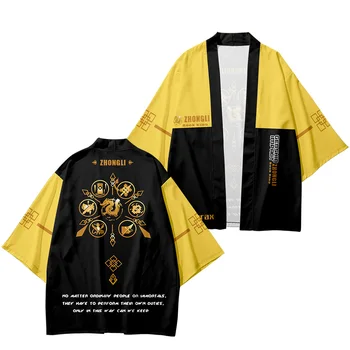 2021 Геншин Импакт Кимоно Жонгли Юката Мъже Жени Жилетка 3D блуза Haori Obi азиатски аниме Harajuku кимоно дрехи