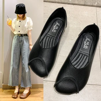 2022 Дамски обувки плоско дъно мода ретро квадратни пръсти плитка уста единични обувки малък квадратен петата меко дъно плоски обувки