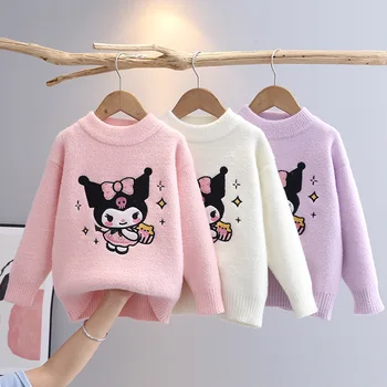 2023 Sanrio Kuromi Kawaii Аниме Момичешко сърце Зима Нов пуловер за врата на екипажа Сладък карикатура мода плюшени детски палто играчки за деца