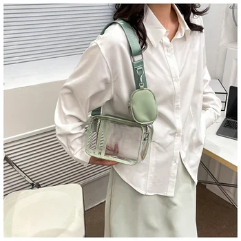 2023 Жените прозрачни малки Crossbody чанти лято желе пратеник чанта женски пътуване праскова рамо чанта момичета ясни портмонета