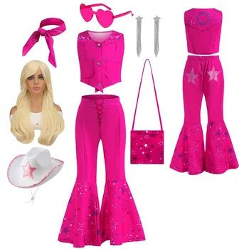 2023 Нов филм косплей костюм за деца момичета розов топ и разкроен панталон костюм деца Хелоуин рожден ден фантазия парти обличане