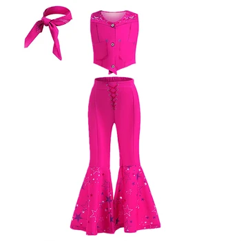 2023 Нов филм косплей костюм за деца момичета розов топ и разкроен панталон костюм деца Хелоуин рожден ден фантазия парти обличане 1