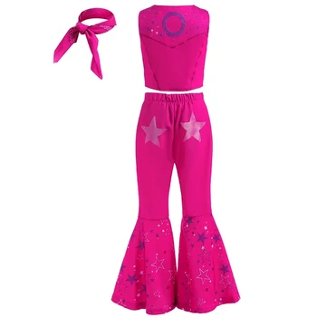 2023 Нов филм косплей костюм за деца момичета розов топ и разкроен панталон костюм деца Хелоуин рожден ден фантазия парти обличане 2