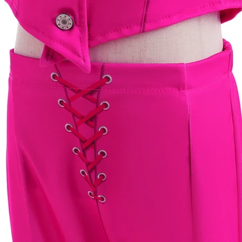 2023 Нов филм косплей костюм за деца момичета розов топ и разкроен панталон костюм деца Хелоуин рожден ден фантазия парти обличане 5