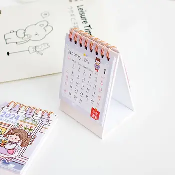 2024 Мини календар Сладък календар Desktop планировчик Бележник календар канцеларски материали Годишни консумативи Организатор на дневния ред на офиса Корейски G2J1