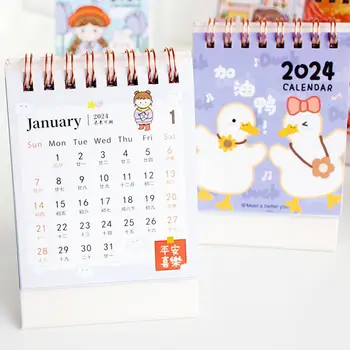 2024 Мини календар Сладък календар Desktop планировчик Бележник календар канцеларски материали Годишни консумативи Организатор на дневния ред на офиса Корейски G2J1 2