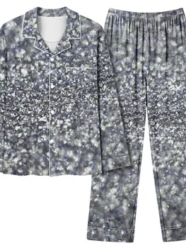 2024 Нов дамски хлабав удобен пижамен комплект за есен зима v-образно деколте подчертае кариран печат Дамски ежедневни дома две части комплект