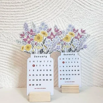 2024 Цъфтят цветя бюро календар творчески флорални бюро календар доста флорални бюро декор серия дървен календар