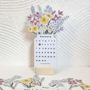 2024 Цъфтят цветя бюро календар творчески флорални бюро календар доста флорални бюро декор серия дървен календар 2
