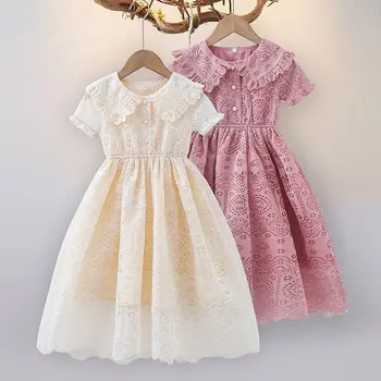 3-12year Детски дрехи Бебе Момиче рокля 2023 Летни момичета рокля цвете Дантелена рокля бебе Ежедневна рокля Детско облекло