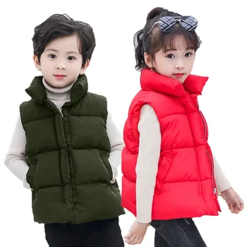 3-13 година деца жилетка яке палто плътен цвят блок без ръкави топло момче момиче връхни дрехи есен зима тийнейджър детски дрехи