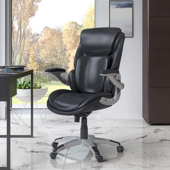 3-D Back Big & Tall офис мениджъри стол с мемори пяна седалка, черен свързан кожа геймър стол мебели
