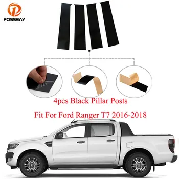 4Pcs кола стълб постове врата прозорец тапицерия покритие стикери Decal за Ford Ranger T7 2016 2017 2018