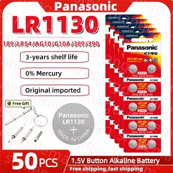 50PCS Panasonic алкална батерия с бутонни клетки 189 LR1130 AG10 SR1130 389 LR54 SR54 1.5V за часовник калкулатор играчка термометър
