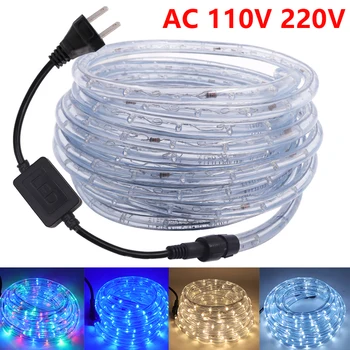 AC 220V 110V неонова светлинна лента водоустойчив неонов знак LED лента Коледа на открито дъга тръба въже светло бяло синьо многоцветно