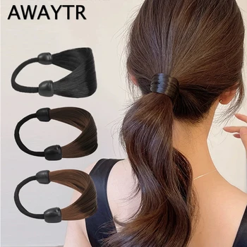 AWAYTR Елегантна коса кичури ластици коса лента ластици за жени момиче конска опашка притежателя коса въже корейски лента за коса