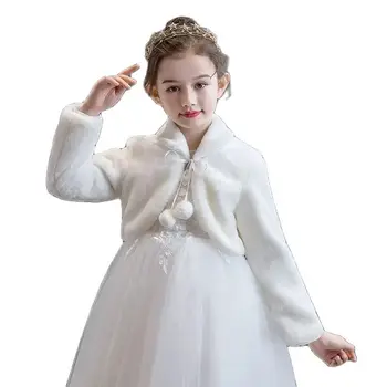 Baby Girl Coats Kids Faux Fur Warm Wraps Късо яке за сватбено тържество Официална рокля Girls Bolero Малко дете момиче Cape Top Връхни дрехи