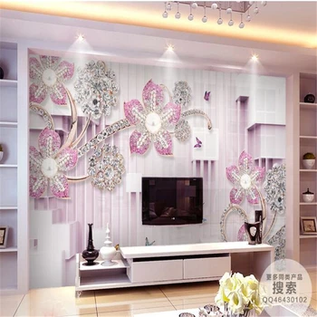 beibehang Персонализиран фото тапет за стенопис 3D модерен хол телевизор стена декоративна спалня диамант цвете стерео фон стена