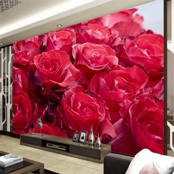 beibehang тапети стенопис тапет 3D 3D червена роза стенопис телевизия фон стена papel de parede тапети за стени 3 d