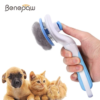 Benepaw Самопочистваща се четка за подстригване на домашни любимци Масаж Cat Dog Slicker Гребен за проливане Премахва хлабав подкосъм Матове Заплетена коса 0