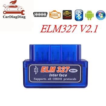 Bluetooth ELM327 V2.1 Инструмент за диагностика на автомобили Mini ELM 327 V2.1 По-евтино от V1.5 За Android OBDII Code Reader OBD 2 Auto Scanner