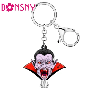 Bonsny Акрил Хелоуин ужасен вампир ключодържател ключодържатели ключодържатели мода бижута раница кола сексапил за тийнейджър приятел подарък