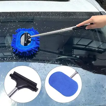 Car микрофибър моп четка многофункционални автомобилни огледало за обратно виждане стъкло почистване моп с гъвкав ротация главата почистване инструмент 1