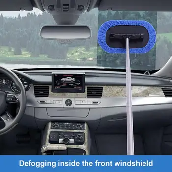 Car микрофибър моп четка многофункционални автомобилни огледало за обратно виждане стъкло почистване моп с гъвкав ротация главата почистване инструмент 3