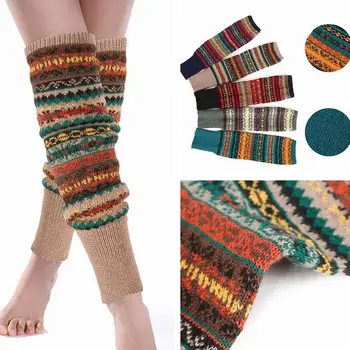 Chic Long Stocking Woman Thermal Leggings Boot Cover Leg Warmers Knit Warmer Socks Плетене на една кука гамаши