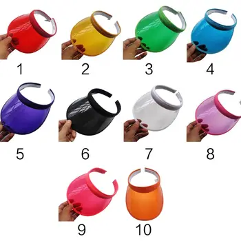F42F Унисекс летни бонбони цвят UV за защита Отворен връх за шапка на сенника Прозрачен PVC пластмасов широк ръб Clip-On Sport B