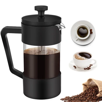 French Press Coffee & Tea Maker 12Oz, удебелено боросиликатно стъкло, преса за кафе, без ръжда и съдомиялна машина, черна 3