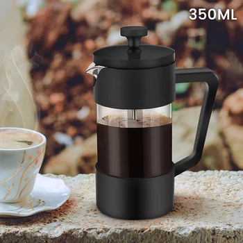 French Press Coffee & Tea Maker 12Oz, удебелено боросиликатно стъкло, преса за кафе, без ръжда и съдомиялна машина, черна 4