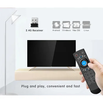 G21 Въздушна мишка Гласово дистанционно управление Мини клавиатура USB безжично дистанционно управление с IR обучение, съвместимо за Android TV Box 3