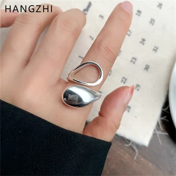 HANGZHI Нов дизайн вода капка отворен пръстен преувеличени хип-хоп пънк Y2K Sliver цвят парти Ежедневни бижута за жени корейски