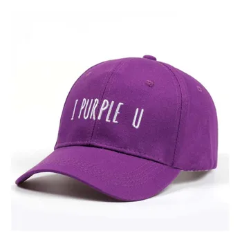 I PURPLE U Бейзболна шапка Kpop V Лилави капачки за личността Унисекс Регулируеми хип-хоп шапки I PURPLE U Snap Back Hat