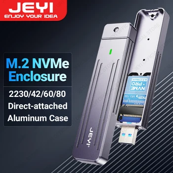 JEYI Директно прикачване M.2 NVMe корпус, USB-A щепсел USB 3.2 10Gbps In-line алуминий 2242 2280 SSD калъф с магнит защитен калъф