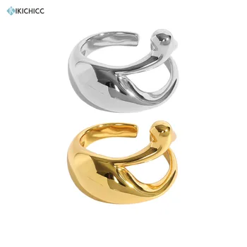 KIKICHICC 925 стерлингово сребро 2021 Големи пръстени с възможност за преоразмеряване Геометрични Неправилен обикновен кръг Луксозни бижута Сватбени фини бижута
