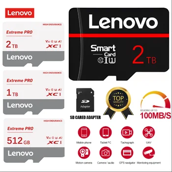 Lenovo Micro TF / SD карта 2TB 1TB мини SD карта 256GB високоскоростна карта с памет 512GB клас 10 TF карта за мобилни телефони камера таблет