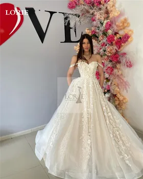 LORIE принцеса сватбени рокли линия от рамото дантела булката рокля 3D цветя сватбени рокли 2023 1