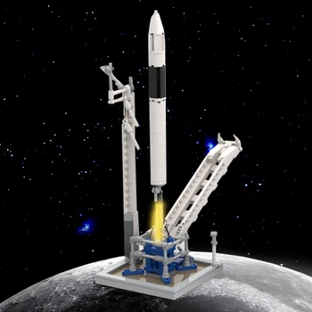 MOC SpaceX Falcon 1 & Launch Pad [Saturn V scale] Rocket Model Bricks Military Universe Building Block Детски подарък за рожден ден