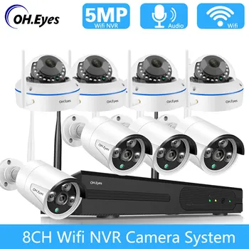 OH. EYES H.265 5MP Full HD 8CH Безжичен NVR сигурност WIFI IP камера система комплект Външно наблюдение CCTV аудио видео рекордер