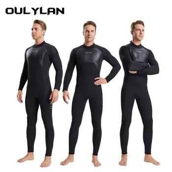 Oulylan One pices Термично плуване на открито 3mm Мъжки неопренов неопренов шнорхел Сърф дълъг ръкав неопренов неопренов костюм S-4XL