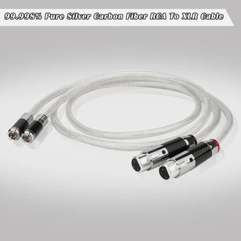 PAIR 99.998% чисто сребро въглеродни влакна RCA към XLR кабел HiFi Audio Interconnect Solid PSS Pure Silver Core Silver-Plated Plug