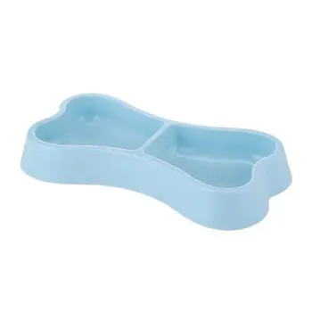 Pet Cat Double Bowl Feeder Cat Dog Feeding Bowl Drinkers Candy Colored Thickened Plastic Durable Bone Shaped Pet Dog Diet Bowl 1